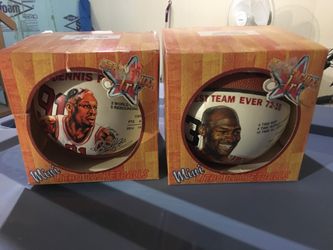 Michael Jordan & Dennis Rodman Mini Litho Basketballs