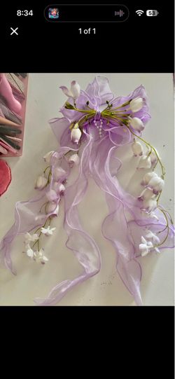Lavender Floral Ribbon Corsage Hair Piece