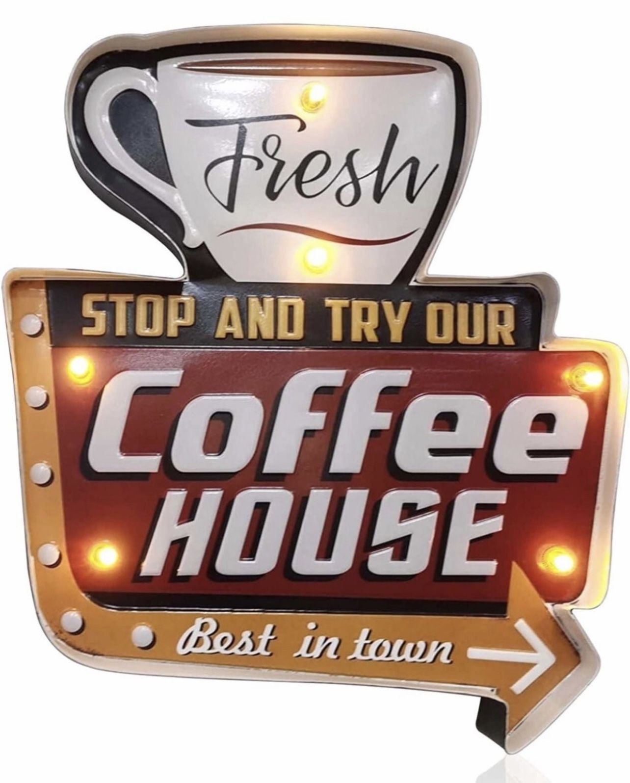 Vintage Coffee Wall Decorations Light Up Sign