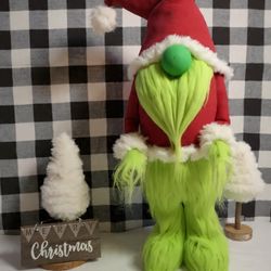 🎄 Handmade Standing Grinch Gnome + Max (Made to order)