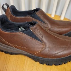 LL Bean Comfort Moc Trail Walking Slip On Brown Leather Mens Shoes Size 8 / NEW