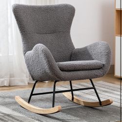 🪑 Grey Modern Rocking Chair – High Back, Armrests – Great for Nursery or Living Room – $60 OBO