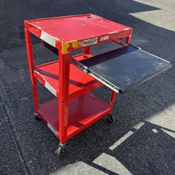 Heavy-Duty Uline Rolling Utility Cart w/ Slide-Out Tray – Metal, Locking Wheels 