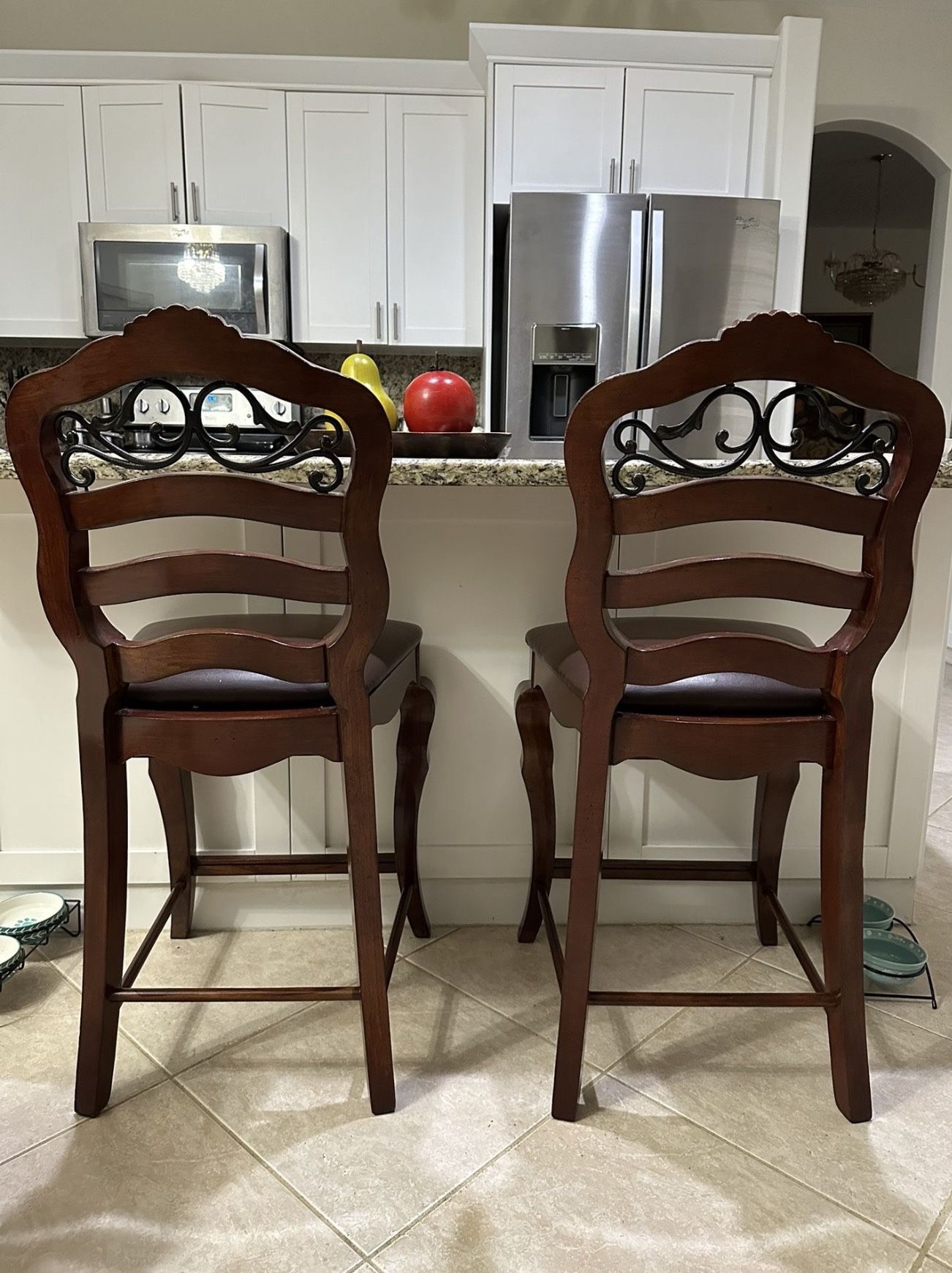 Two Wooden Bar Stools 
