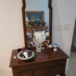 Ethan Allen. Desk And Mirror
