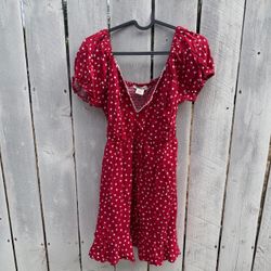 Red Heart Print Mini Dress