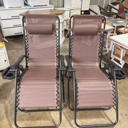 Ergonomic Weather Resistant Zero Gravity Chairs with Detachable Tray (Brown) 85$