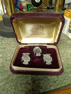 Vintage De Love hand sawed Imperial coin jewelry 1936 Nickels cuff links.