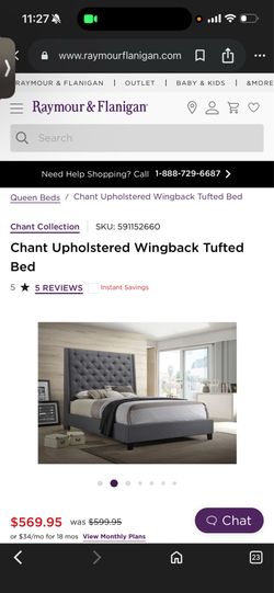 Grey Queen Upholstered Bed Frame