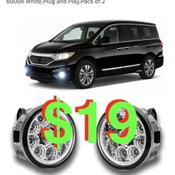 LED Fog Light For Nissan Quest 2011-2017 Pair Bumper Fog Light Driving Lamp Replacement Fog Light Assemblies,55W 6000k White,Plug and Play,Pack of 2