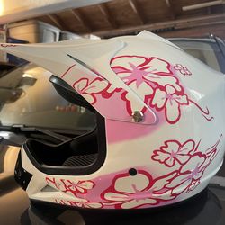 Youth Kids Motocross Helmet BMX MX ATV Dirt Bike Helmet HJOY Pink Flower(Size:M)