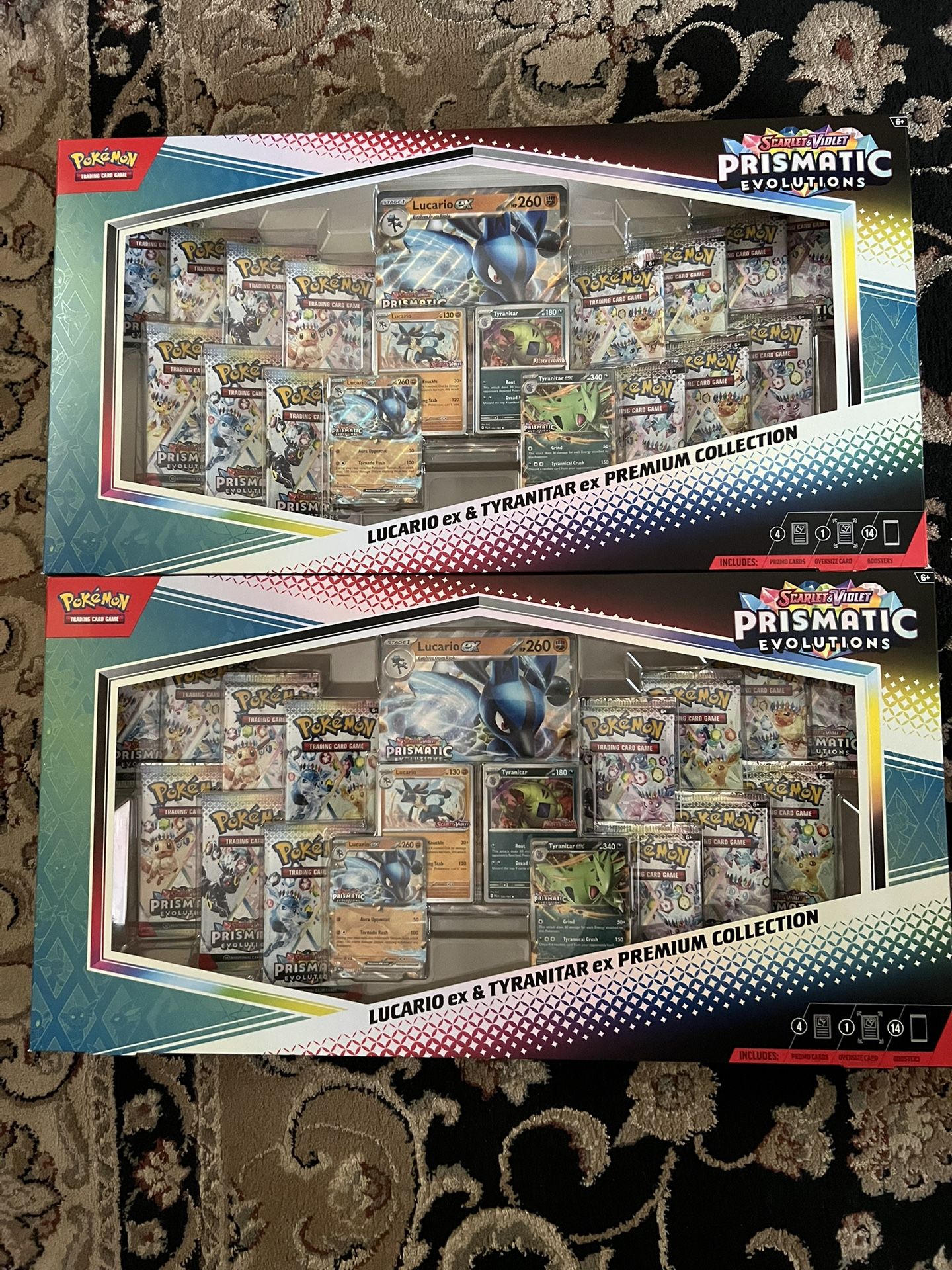 Pokemon Prismatic Evolutions Lucario Ex Tyranitar Ex Premium Collection Lot of 2