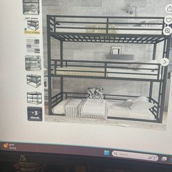 Queen Over Queen Over Queen Triple Bunkbed