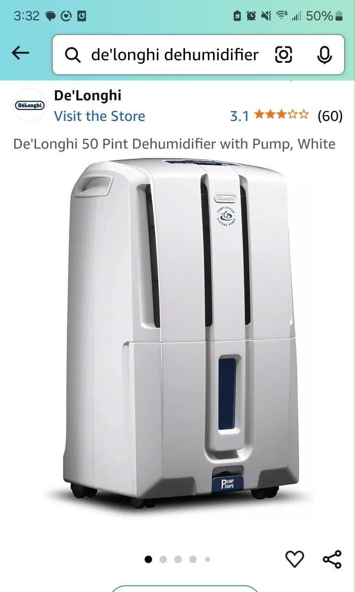 Brand New DE'LONGHI DEHUMIDIFIER 50 PINTS + PUMP + HOSE $559 Retail BNIB Never Used