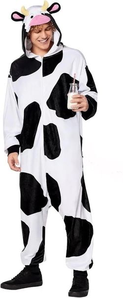 Adult 2X Cow Hooded Jumpsuit Costume