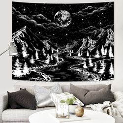 BRAND NEW! 60"×80" Black & White Starry Night Tapestry