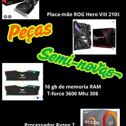 Rog Hero Mother Board, Radeon 5709xt, 16gb Ram, Ryzen 7 3800x