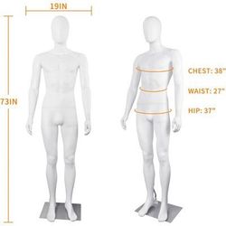Man Male Mannequin Realistic Full Body Adjustable Display with Base 73inch 185cm