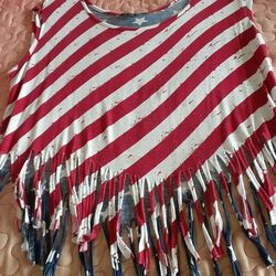 Free People Cap Sleeve Fringed Top