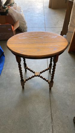 Vintage Oval Oak Barley Twist End Table