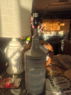 Ceramic Table Lamp Base with Ribbed Texture