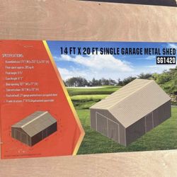 New Single Garage Metal Shed 14x20 Ft