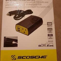 SCOSCHE PI150M-1 INVERT150 150W Mobile Power Inverter with 1 AC Outlet New In Unopened Packaging.