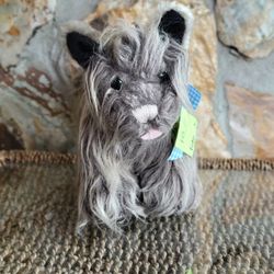 Toto Wizard of Oz Gray Terrier Puppy Dog With Plaid Bow