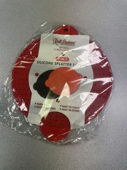 Set of 2 (Black/Red) Red Lantana 3-in-1 Round Silicone 11" Splatter Screens