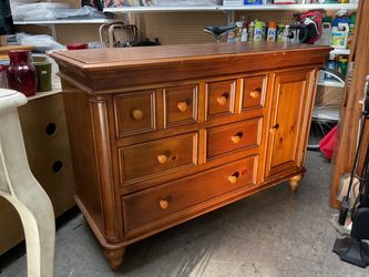 Solid Wood Dresser with Drawers and Cabinet