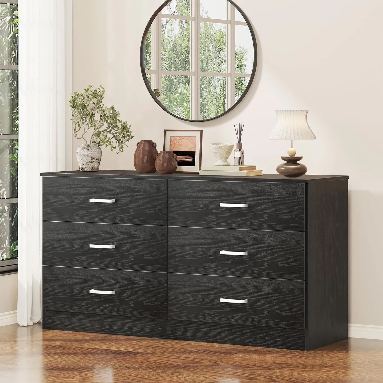 Bigbiglife Wood Dresser for Bedroom, 6 Drawer Double Dresser, Modern Chest of Drawers with Deep Drawers, Large Storage Organizer for Living Room