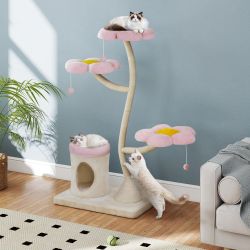 Cat tree house, Living Pink and Beige Flower-Shaped Multi-Level , NEW