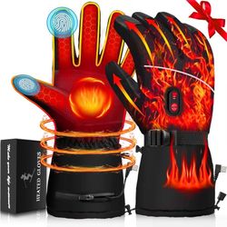 new Heated Gloves for Men Women,Electric Heated Touchscreen Warm Gloves for Arthritis,Battery Powered Waterproof Windproof Ski Camping Gloves for Wint
