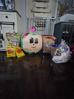 Brand new cocomelon birthday decoration,  with Piñata and all candys for Piñata to get fiiled