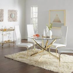 Dining Table Gold Glass Top, Mesa Comedor Oro 