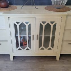 Beautiful White Console Table with Alligator Skin Design on top