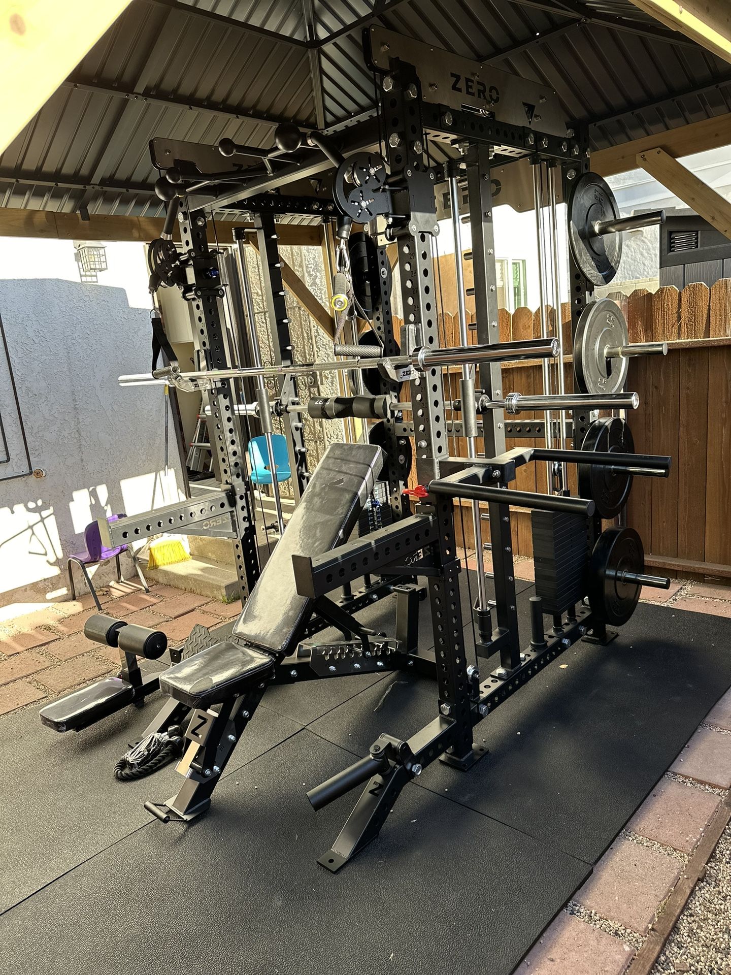 Smith Machine 400 Adjustable Bench 245lb Cast Iron Olympic Weights