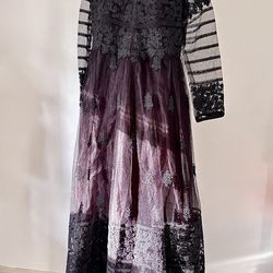 Black embodied net anarkali desi suit with sparkly gems flared pants and dupatta