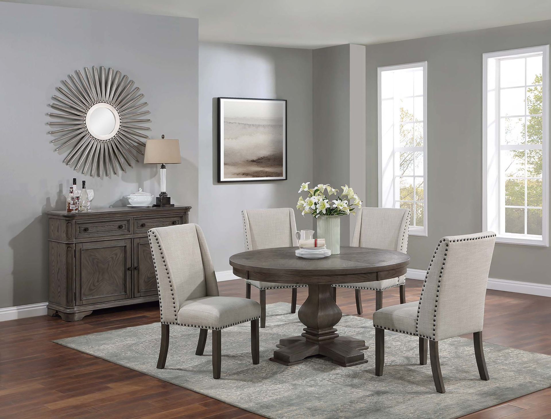 54” ROUND DINING TABLE WITH 4 CHAIRS