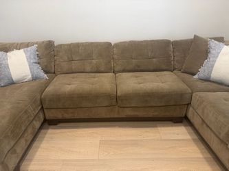 Large Brown Microfiber U-Shape Sectional Sofa