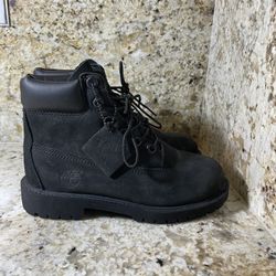 Timberland Youth/Kids/Juniors 6-Inch Premium Waterproof Boots(12907)Black Nubuck Youth US Size 4  