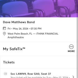 Two Lawn Tickets For Dave Matthew’s Concert