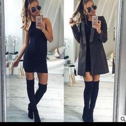 Halther Neck Sexy Black Dress