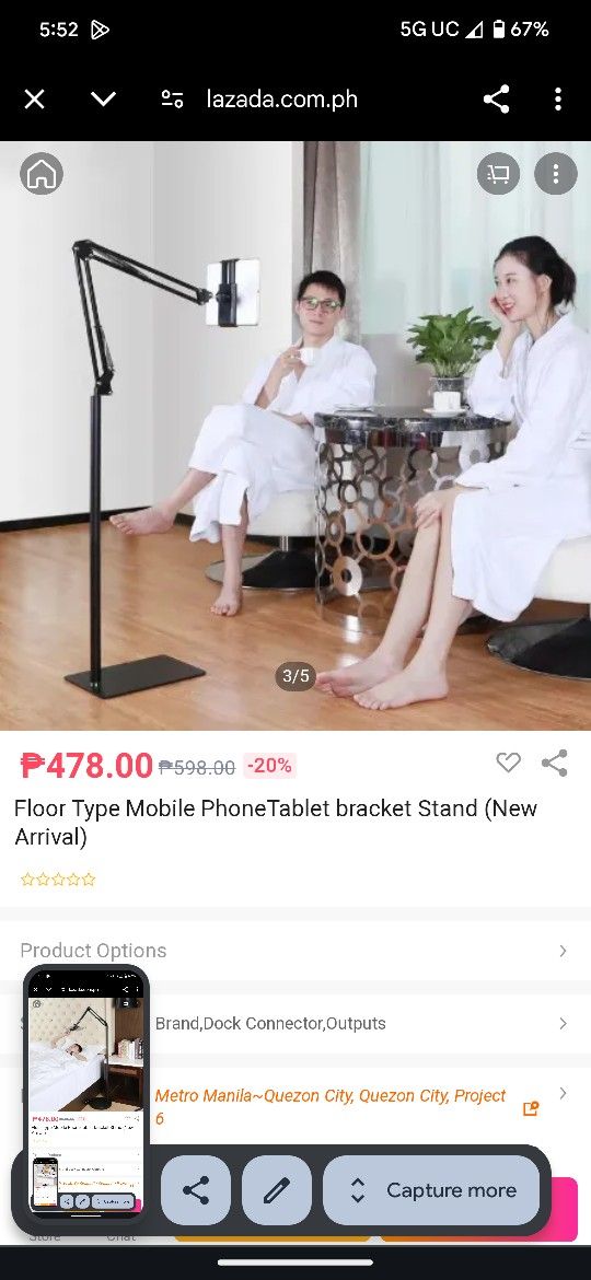 360 degree Rotation Phone Tablet Floor Stand Holder Adjustable Height Flexible Arm