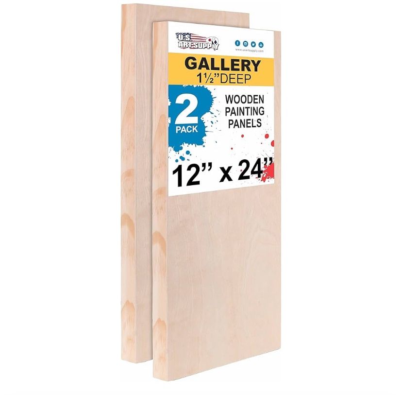 US Art Supply 12x24” Birch Wood Paint Pouring Panels (4pk Of 2)