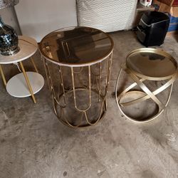 Gold Side Table & Counter Mirror Top + Electric Table