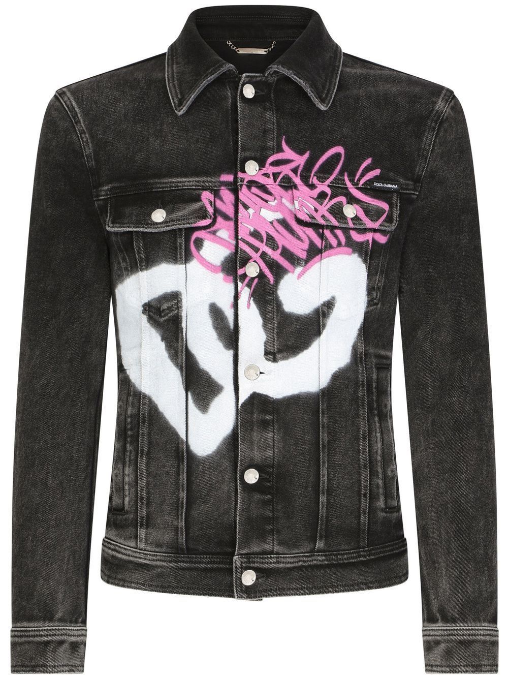 Dolce Gabbana Denim Graffiti Jacket Us 40 / It 50