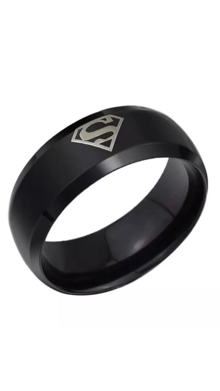 Black Titanium Superman symbol Ring