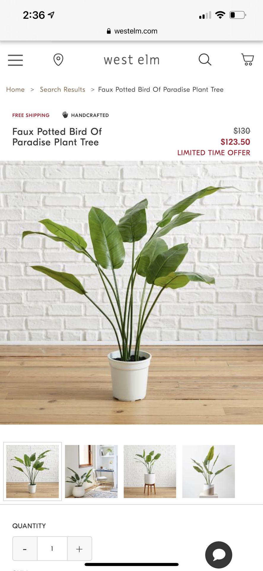 west elm Faux Potted Bird Of Paradise Plant Tree