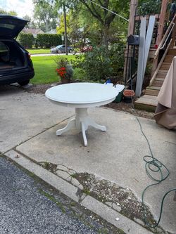 Vintage Wooden Barrell Round Table, 42 round, 31 high, $40